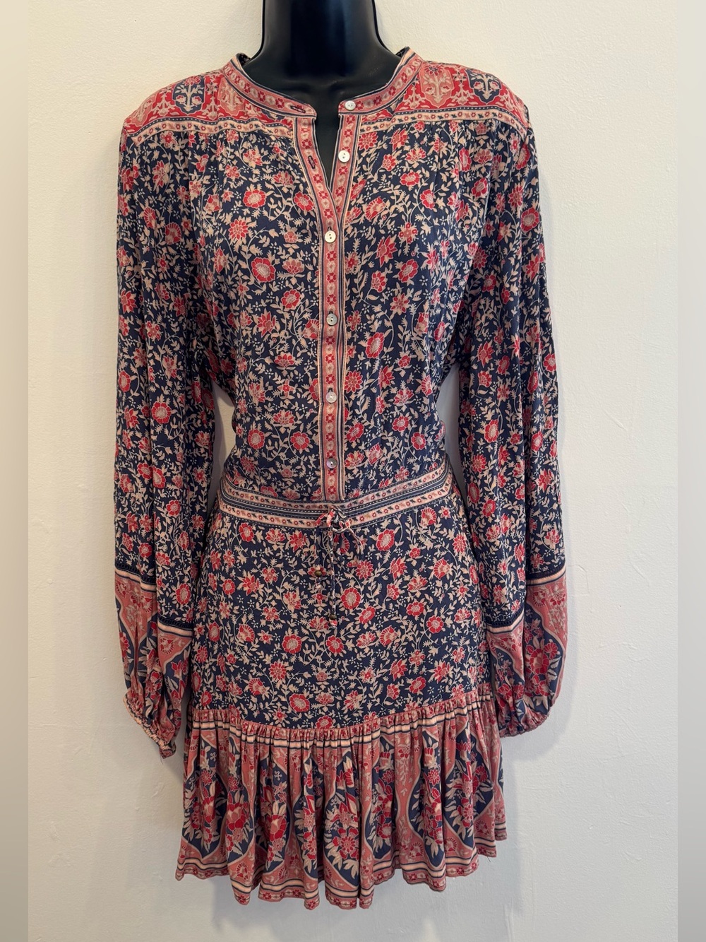 Spell & The Gypsy Collective Folk Town Playdress Navy Floral Boho Dress M